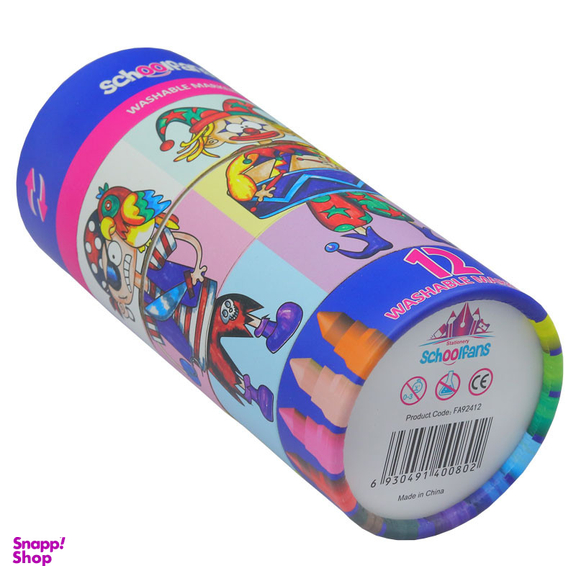 ماژیک 12 رنگ اسکول فنس مدل استوانه ای پازلی کد 92412