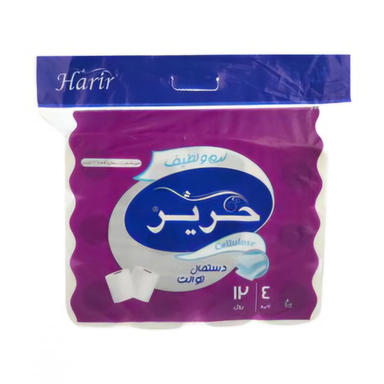 دستمال توالت 4 لایه حریر کد 065 مجموعه 12 بسته 100 عددی