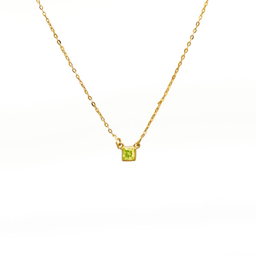 گردنبند طلا 18 عیار زنانه سی دا مهر مدل تک نگین مربع زرد