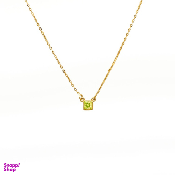 گردنبند طلا 18 عیار زنانه سی دا مهر مدل تک نگین مربع زرد
