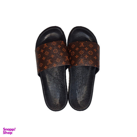 دمپایی مردانه پاپا مدل lv رنگ قهوه ای