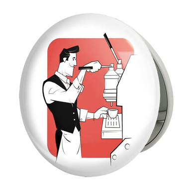 آینه جیبی خندالو طرح باریستا کافه چی مدل تاشو کد 28139