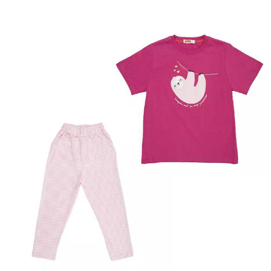 ست تیشرت و شلوار دخترانه مادر مدل میتیل رنگ سرخابی