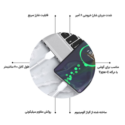 کابل تبدیل USB به USB-C  پاواریال مدل PA-DC123 طول 1 متر