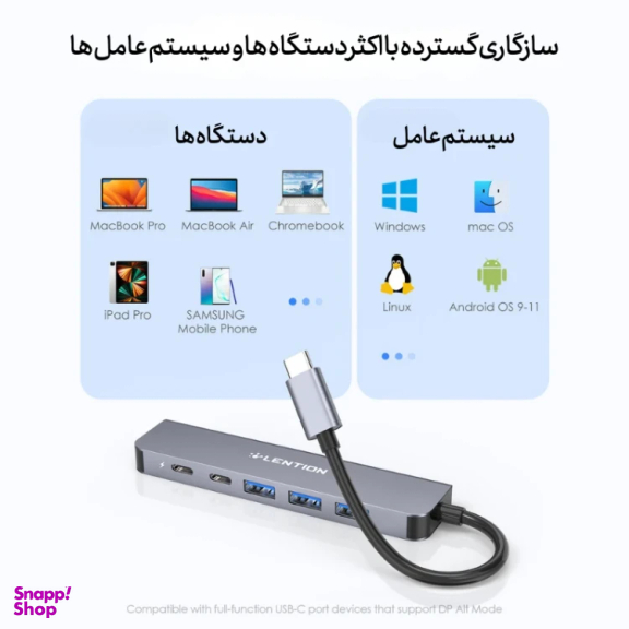 USB هاب 6 پورت لنشن مدل CE35s USB-C