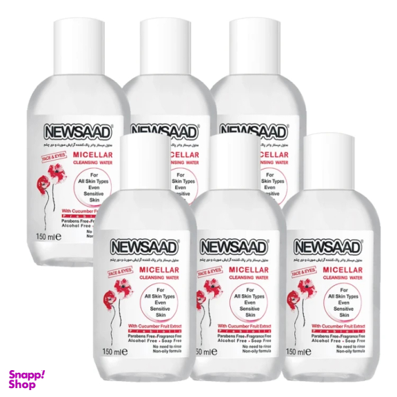 محلول پاک کننده آرایش صورت و چشم نیوساد مدل 06 مناسب انواع پوست حجم 150 میلی لیتر مجموعه 6 عددی