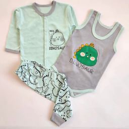 ست 3 تکه لباس نوزادی مدل دایناسور کد 4049