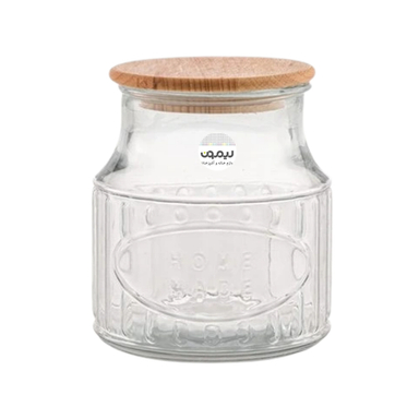 بانکه شیشه ای لیمون مدل درب چوبی کد 2263