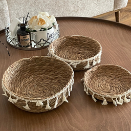 سبد نان مدل منگوله دار Boho 400 مجموعه 3 عددی