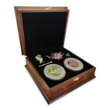 ست هدیه زعفران و هل ستاره زعفرانیه مدل کهربا کد 005