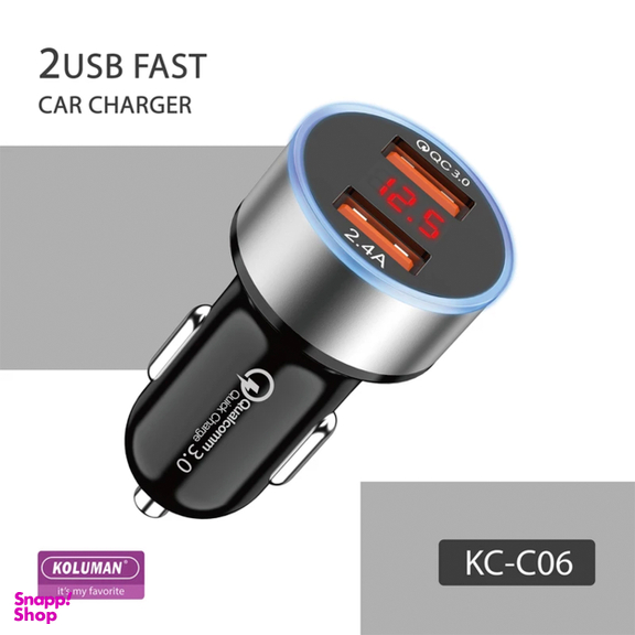 شارژر فندکی کلومن مدل KC-C06 به همراه کابل USB-C