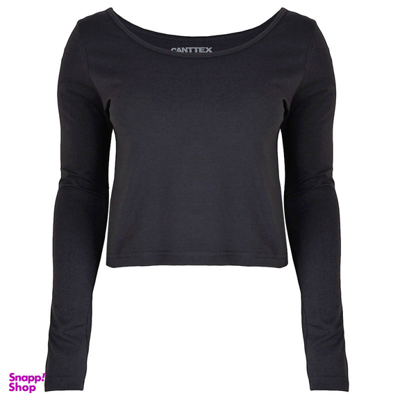 کراپ تیشرت آستین بلند زنانه کانتکس مدل 249014556 رنگ نوک مدادی