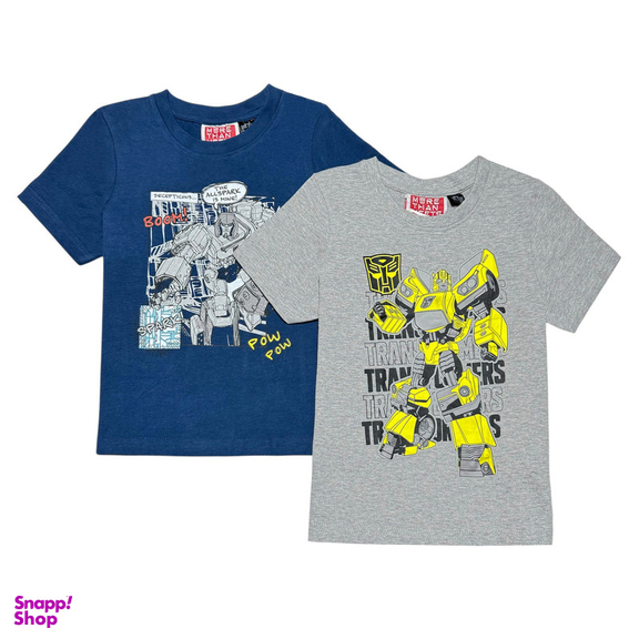 تیشرت آستین کوتاه پسرانه مدل ترنسفورمر مجموعه 2 عددی