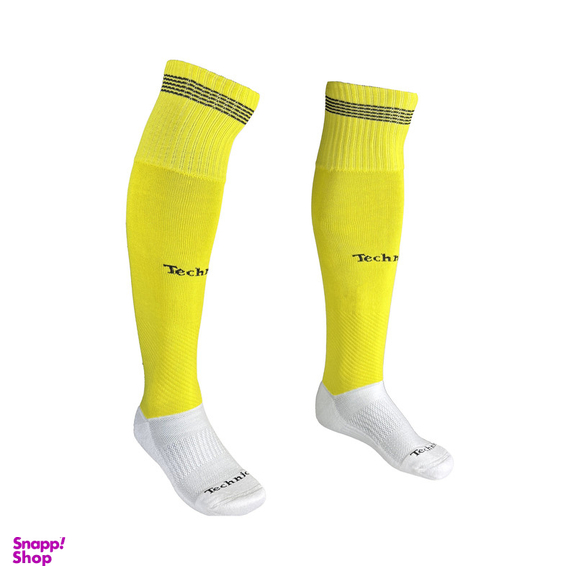 جوراب ورزشی ساق بلند مردانه تکنیک+07 مدل کف حوله ای کد JS-105-ZA رنگ زرد