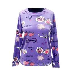 ست بلوز شلوار مخمل زنانه مدل عینک کد PR996 رنگ بنفش