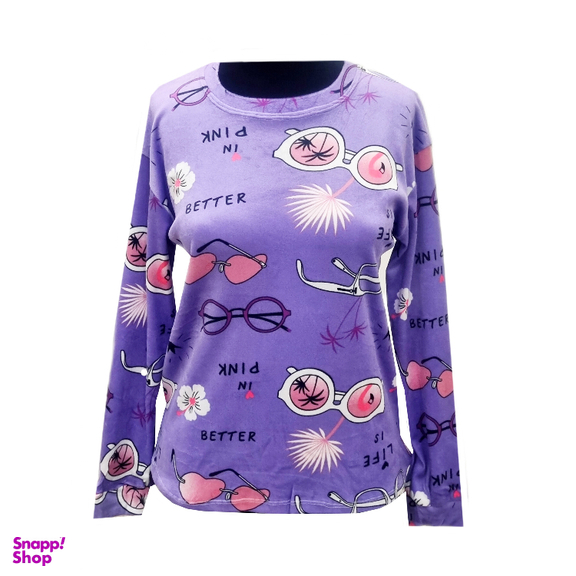 ست بلوز شلوار مخمل زنانه مدل عینک کد PR996 رنگ بنفش