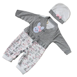 ست سرهمی و کلاه نوزادی مدل zoo رنگ طوسی