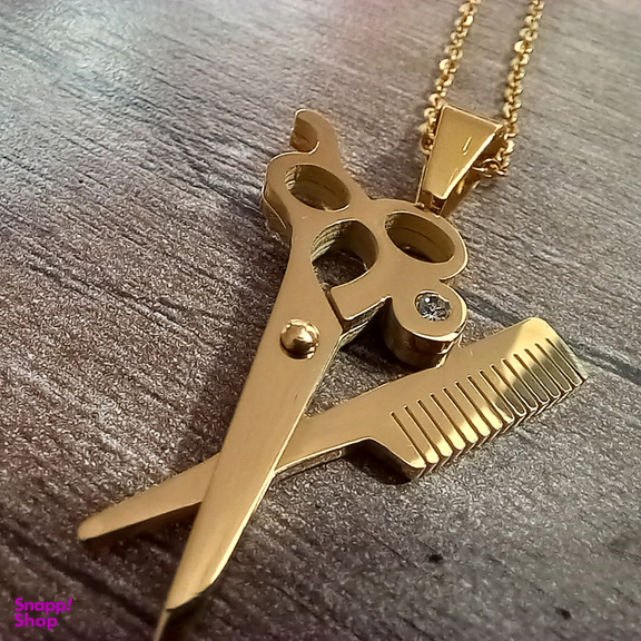 گردنبند مدل آرایشگری قیچی و شانه