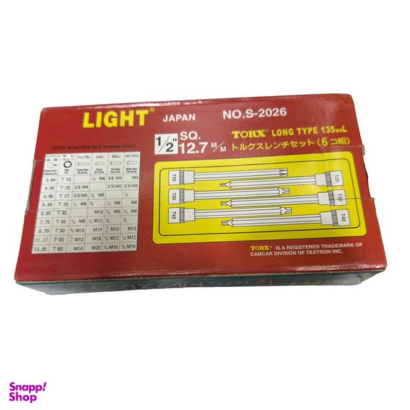 آچار آلن بکسی لایت مدل فوق بلند کد SMT-TORX-LONG-JAPN-LIGHT-1/2-S2026 مجموعه 6 عددی