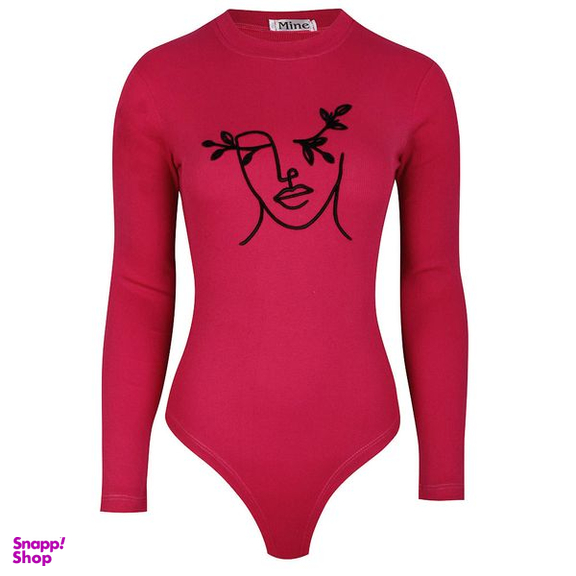 بادی آستین بلند زنانه دکسونری مدل 256004636 طرح گلدوزی رنگ سرخابی