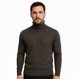 پلیور یقه اسکی مردانه مدل KHK-E2 رنگ خاکی