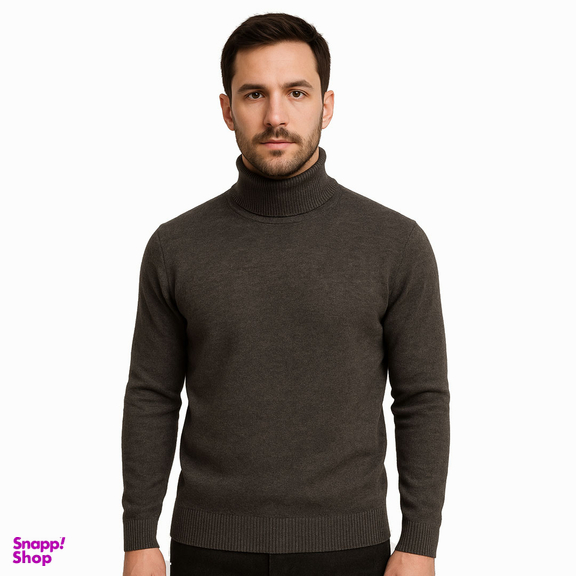 پلیور یقه اسکی مردانه مدل KHK-E2 رنگ خاکی