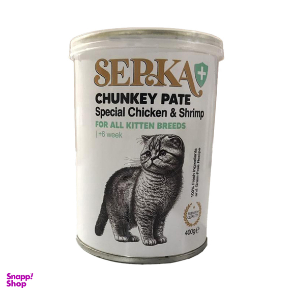 کنسرو گربه سپکا پلاس کیتن طعم مرغ و میگو وزن 400 گرم