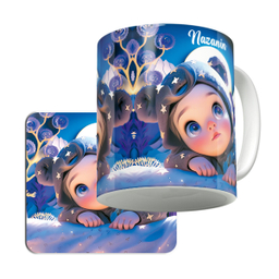 ماگ لاژید مدل اسم نازنین کد BBY به همراه زیرلیوانی