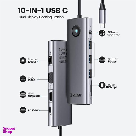هاب 10 پورت Type-C اوریکو مدل PW11-10P