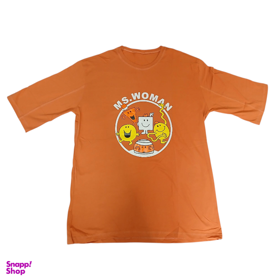 تیشرت زنانه طرح MS.WOMAN کد 555 رنگ نارنجی