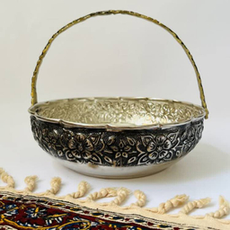 سبد مسی قلم زنی کروم با دسته برنجی کد ZH319.6