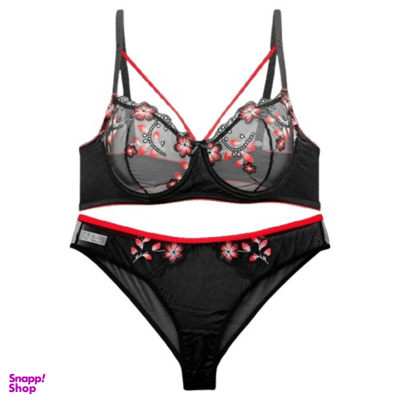 ست شورت و سوتین زنانه نوشه پوش مدل توری کد 88811