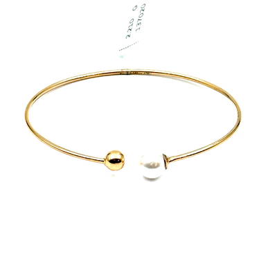 دستبند طلا 18 عیار زنانه طرح گوی و مروارید کد 1010