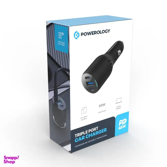 شارژر فندکی 65 وات پاورولوژی مدل Dual Port