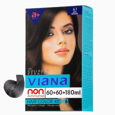 کیت رنگ مو ویانا شماره 4.1 رنگ قهوه‌ای خاکستری