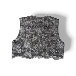 جلیقه رسمی زنانه مدل نقره نقش گل‌ دار رنگ خاکستری