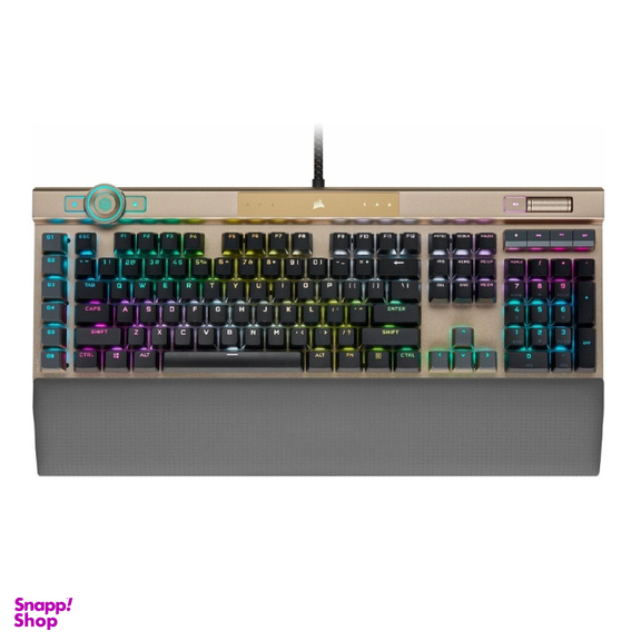 کیبورد باسیم مکانیکال مخصوص بازی کورسیر مدل K100 RGB Midnight Gold