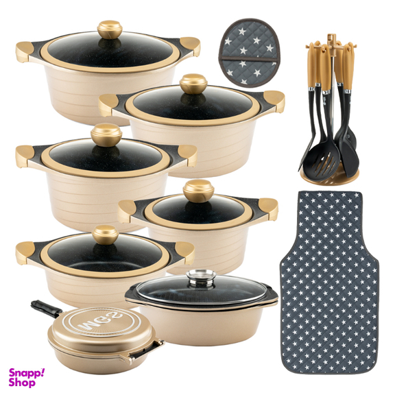 سرویس قابلمه 25 پارچه گرانیت ام جی اس طرح کره ای B کد 100000006224