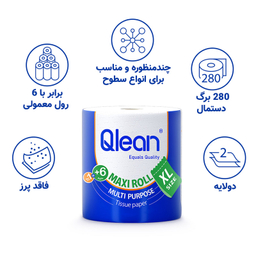 دستمال کاغذی ماکسی رول سفید کیولین مدل دو لایه پلاستیک سایز XXL