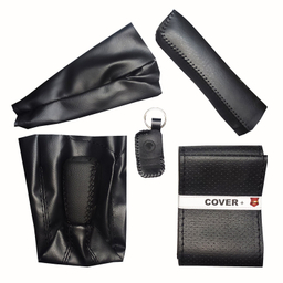 روکش فرمان کاور پلاس مدل مات به همراه سردنده و گردگیر و روکش ترمز دستی و کاور سوئیچ مناسب برای سمند