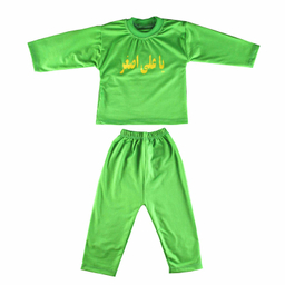 ست تی شرت و شلوار نوزادی مدل سقایی رنگ سبز