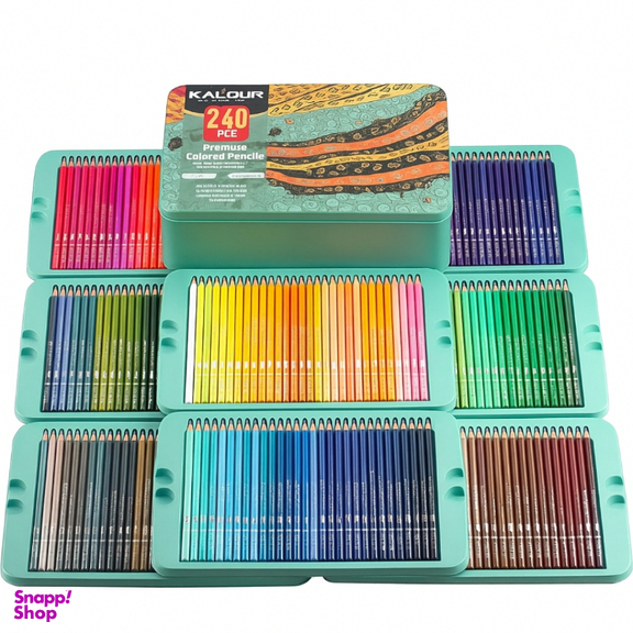 مداد رنگی 240 رنگ کالور مدل Premium کد 12339 جعبه فلزی