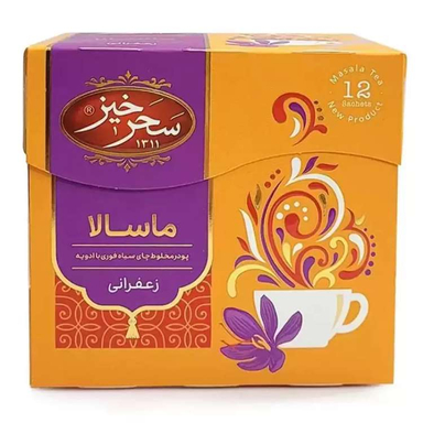 چای ماسالا زعفرانی سحرخیز بسته ۱۲ عددی