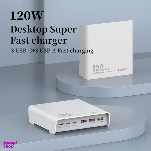 شارژر رومیزی 120وات الدینیو مدل HUB CHARGER Q605