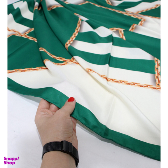 روسری زنانه آنالیا مدل ابریشم دست دوز طرح زنجیری کلاسیک کد ana-2821