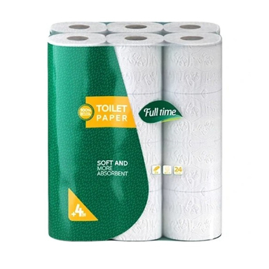 دستمال توالت 4 لایه فول تایم کد 24562 بسته 24 عددی