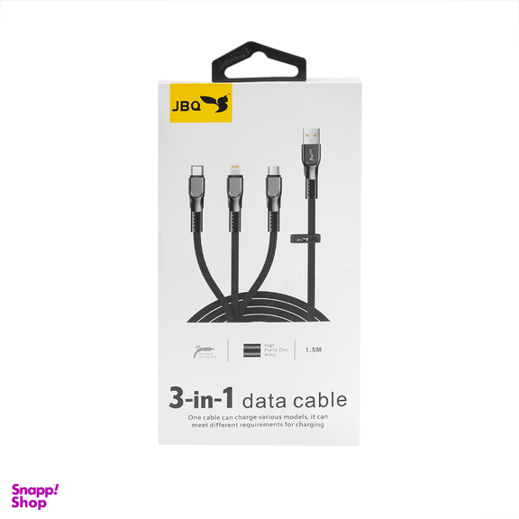 کابل USB به Lightning/Type-C/MicroUSB جی بی کیو مدل DTU33 C.LM طول 1.5 متر