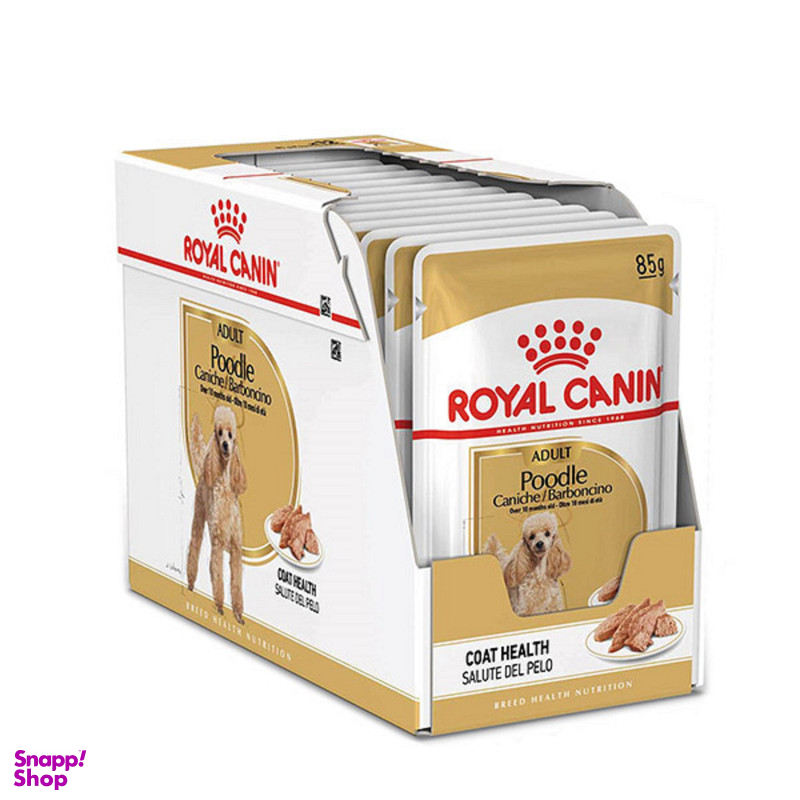 غذا پوچ سگ رویال کنین مدل پودل ادلت POODLE ADULT وزن 85 گرم بسته 12 عددی