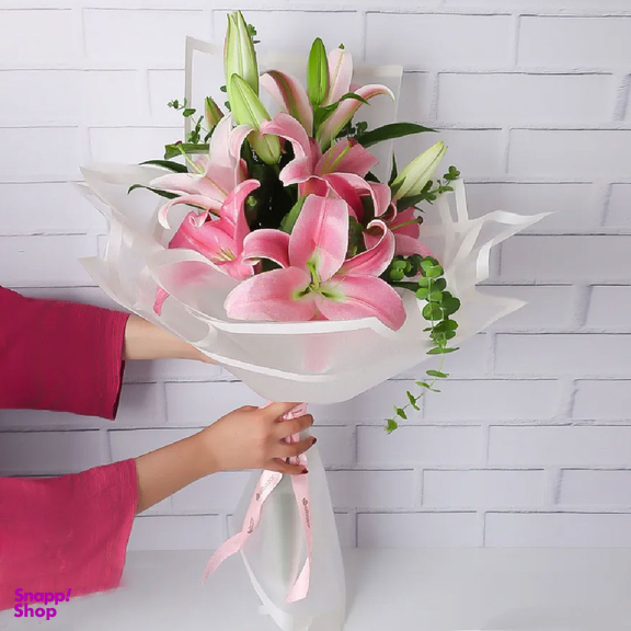 دسته گل طبیعی گل بازار مدل لیلیوم سورین