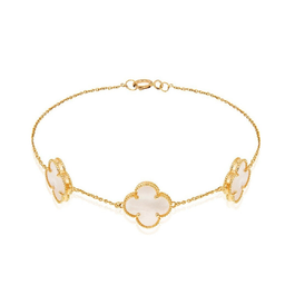 دستبند طلا 18 عیار زنانه اپال گلد مدل ونکلیف سه گل